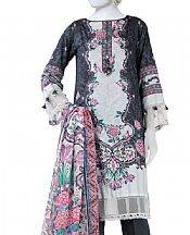 Junaid Jamshed Black/Light Grey Lawn Suit- Pakistani Lawn Dress
