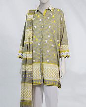 Junaid Jamshed Grey/Yellow Lawn Suit (2 pcs)- Pakistani Lawn Dress