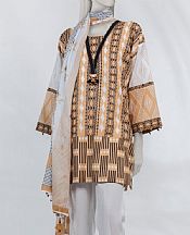 Junaid Jamshed Peach/Black Lawn Suit (2 pcs)- Pakistani Designer Lawn Suits