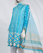 Junaid Jamshed Turquoise Lawn Suit (2 pcs)- Pakistani Lawn Dress
