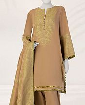 Junaid Jamshed Dark Beige Jacquard Suit- Pakistani Designer Lawn Suits