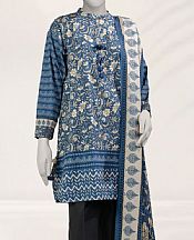 Junaid Jamshed Blue/Cream Cambric Suit (2 pcs)- Pakistani Designer Lawn Suits
