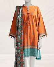Junaid Jamshed Pastel Orange Cambric Suit (2 pcs)- Pakistani Designer Lawn Suits