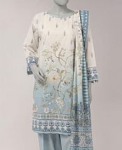 Junaid Jamshed Off White/Light Blue Lawn Suit- Pakistani Lawn Dress