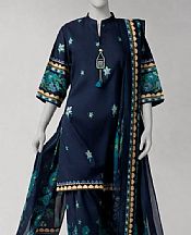 Junaid Jamshed Navy Lawn Suit- Pakistani Lawn Dress
