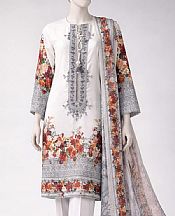Junaid Jamshed Off White Lawn Suit- Pakistani Lawn Dress