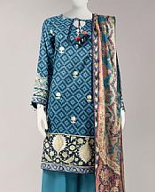 Junaid Jamshed Blue Lawn Suit- Pakistani Designer Lawn Suits