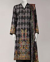 Junaid Jamshed Black/Smokey Grey Lawn Suit- Pakistani Lawn Dress