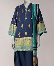 Junaid Jamshed Navy Blue Lawn Suit- Pakistani Lawn Dress