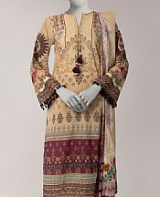 Junaid Jamshed Tan Lawn Suit- Pakistani Lawn Dress