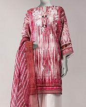 Junaid Jamshed Off White/Crimson Lawn Suit (2 pcs)- Pakistani Designer Lawn Suits