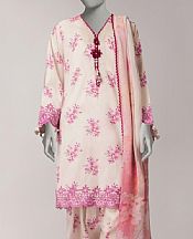 Junaid Jamshed Off White/Pink Lawn Suit- Pakistani Designer Lawn Suits