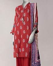 Junaid Jamshed Dull Red Lawn Suit- Pakistani Designer Lawn Suits