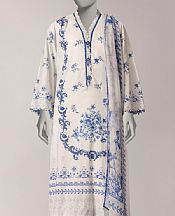 Junaid Jamshed Off White Lawn Suit (2 pcs)- Pakistani Lawn Dress