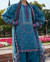 Kahf Teal Lawn Suit- Pakistani Designer Lawn Suits