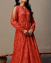 Kayseria Dark Pastel Red Lawn Kurti- Pakistani Lawn Dress
