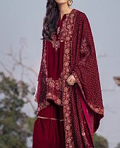 Crimson Velvet Suit (2 Pcs)- Pakistani Winter Dress