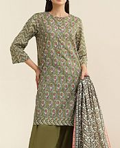 Kayseria Olive Green Lawn Suit- Pakistani Lawn Dress