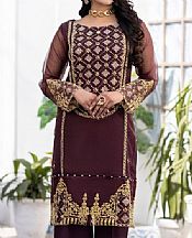 Ketifa Tyrian Purple Organza Suit (2 Pcs)- Pakistani Designer Chiffon Suit