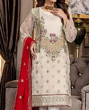 Ketifa Off-White Organza Suit- Pakistani Designer Chiffon Suit