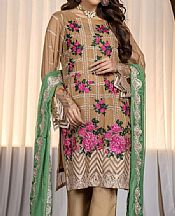 Ketifa Fawn Chiffon Suit- Pakistani Designer Chiffon Suit