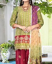 Green/Red Chiffon Suit