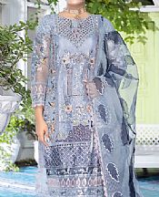 Ketifa Cadet Blue Organza Suit- Pakistani Chiffon Dress