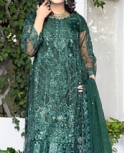 Ketifa Green Organza Suit- Pakistani Chiffon Dress