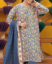 Khaadi Mustard/Blue Lawn Suit- Pakistani Designer Lawn Suits