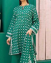 Khaadi Bottle Green Cambric Suit- Pakistani Designer Lawn Suits