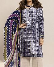 Khaadi Ivory/Blue Khaddar Suit- Pakistani Winter Clothing