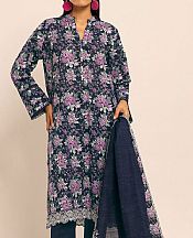 Khaadi Navy/Lavender Khaddar Suit- Pakistani Winter Clothing