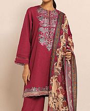 Khaadi Crimson Crosshatch Suit- Pakistani Winter Dress