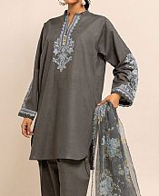 Khaadi Charcoal Crosshatch Suit- Pakistani Winter Clothing
