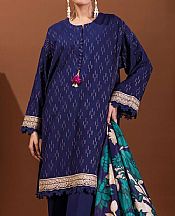 Khaadi Royal Blue Cotton Suit- Pakistani Winter Dress