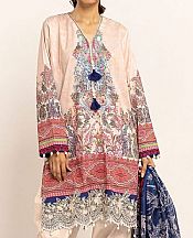 Khaadi Ivory/Blue Cotton Satin Suit- Pakistani Winter Dress