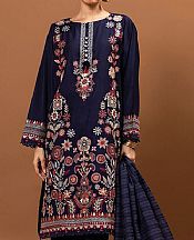 Khaadi Navy Blue Cotton Suit- Pakistani Winter Clothing