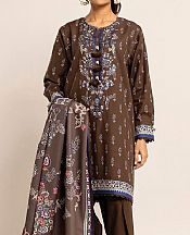 Khaadi Brown Khaddar Suit- Pakistani Winter Dress