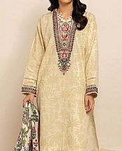 Khaadi Cream Khaddar Suit- Pakistani Winter Clothing