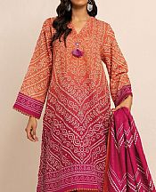 Khaadi Orange Khaddar Suit- Pakistani Winter Dress
