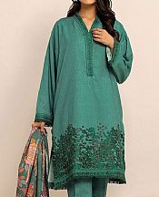 Khaadi Teal Karandi Suit- Pakistani Winter Dress