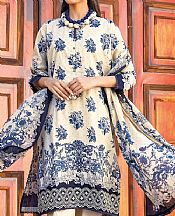 Khaadi Ivory/Blue Lawn Suit- Pakistani Designer Lawn Suits