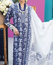 Khaadi White/Blue Lawn Suit- Pakistani Designer Lawn Suits