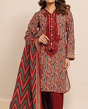Khaadi Scarlet Khaddar Suit- Pakistani Winter Clothing