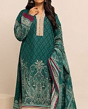 Khaadi Teal Khaddar Suit- Pakistani Winter Clothing