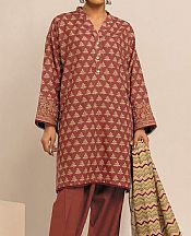 Khaadi Auburn Red Khaddar Suit- Pakistani Winter Clothing