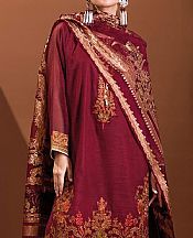 Khaadi Maroon Slub Suit- Pakistani Winter Dress