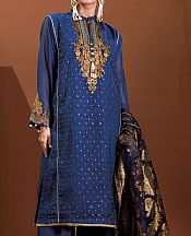 Khaadi Blue Slub Suit- Pakistani Winter Clothing