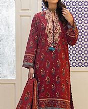 Khaadi Wine Red Lawn Suit- Pakistani Designer Lawn Suits