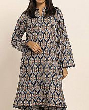 Khaadi Ivory/Blue Cambric Suit (2 Pcs)- Pakistani Winter Clothing